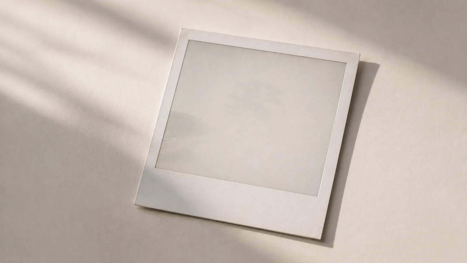 An instant photograph faded almost completely to blank.
